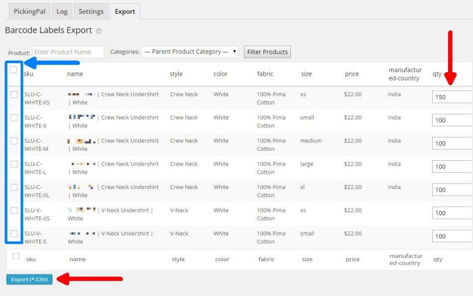 PickingPal Export: Download data for barcode label creation
