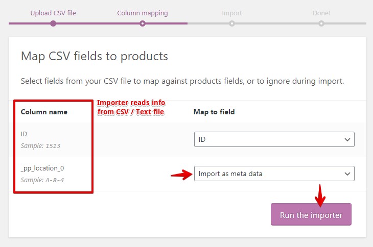 PickingPal warehouse location import. Step 1 - Map fields