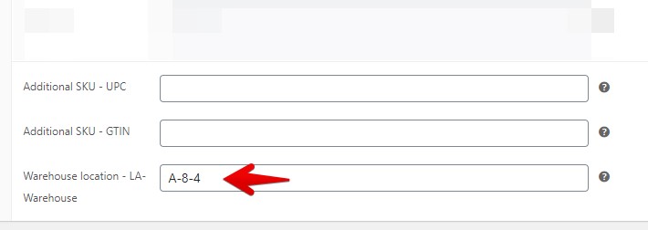 Warehouse location information showing in PickingPal warehouse field.